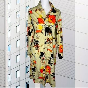 Vintage 70’s Secretary Dress In Super Amazing Neon Splatter Print - S